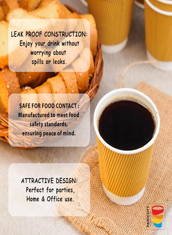 PARICOTT 200ml - 50 Cups | Ripple Paper Cups | Disposable Coffee & Tea Cups for Hot Drinks | Leak-Resistant, Sturdy & Eco-Friendly | Ideal for Office, Home, Events, Travel & Parties - Image 3